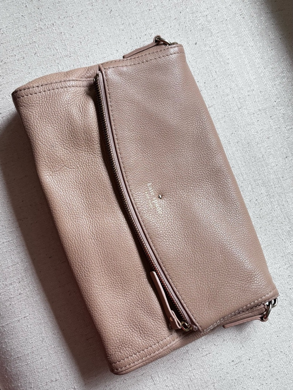 Kate Spade Leather Fold-Over Crossbody Clutch - Taupe
